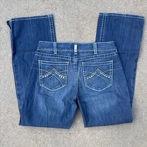 Ariat 30R REAL Mid Rise Stretch Original Boot Cut Whipstitch Blue Jeans 10011683